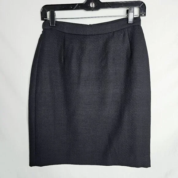 Vintage CALVIN KLEIN 100% Wool Skirt size 6 BLACK Preppy Twee Pencil Straight - Picture 9 of 9